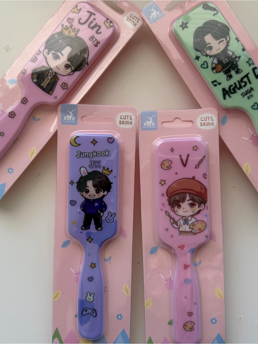 Cute Kids Hair Brush - Pink & Lavender Cartoon Design